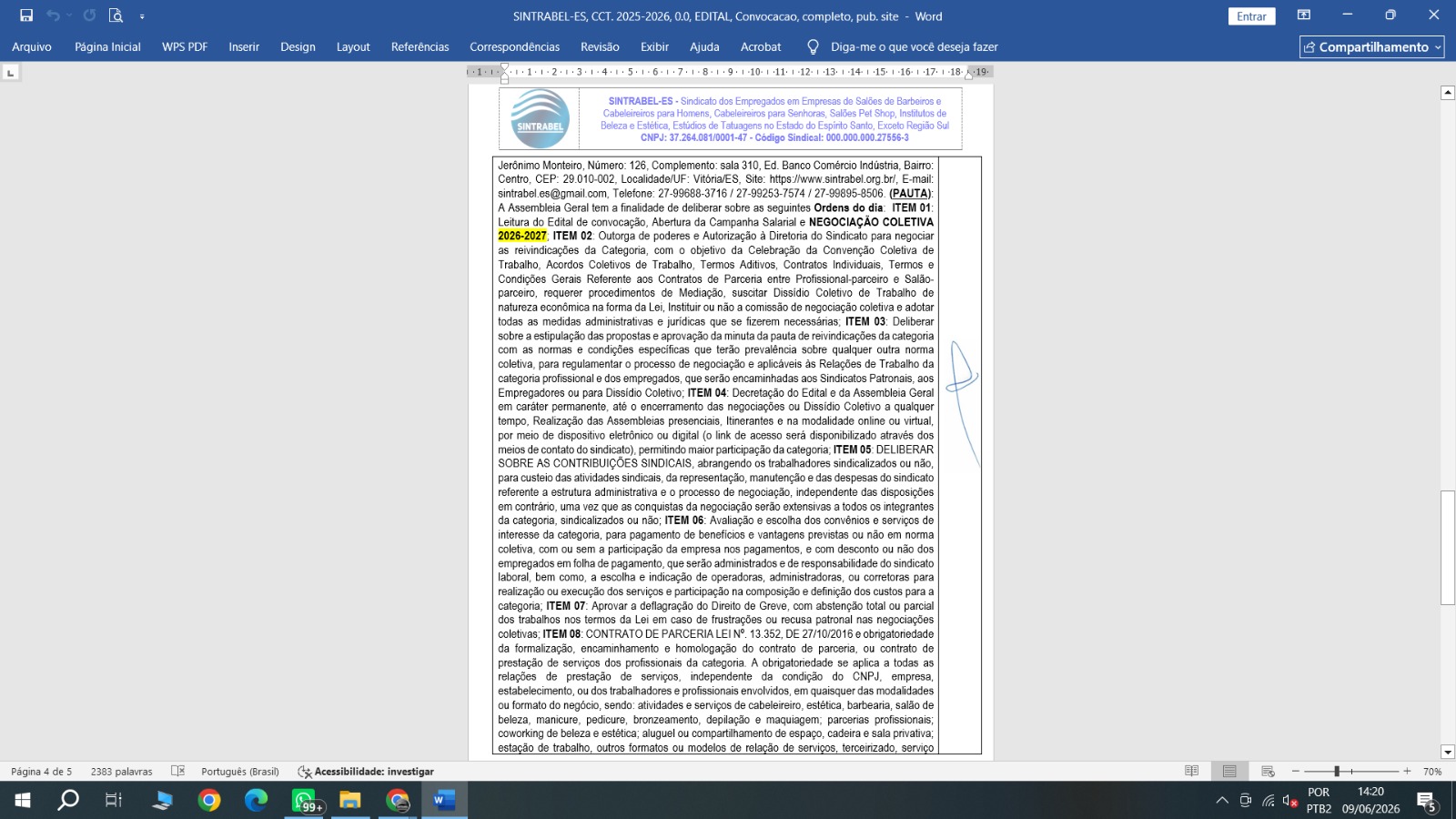 CAMPANHA SALARIAL, EDITAL COMPLETO, CONVOCAÇÃO PARA ASSEMBLEIA GERAL EXTRAORDINÁRIA, 2026-2027
